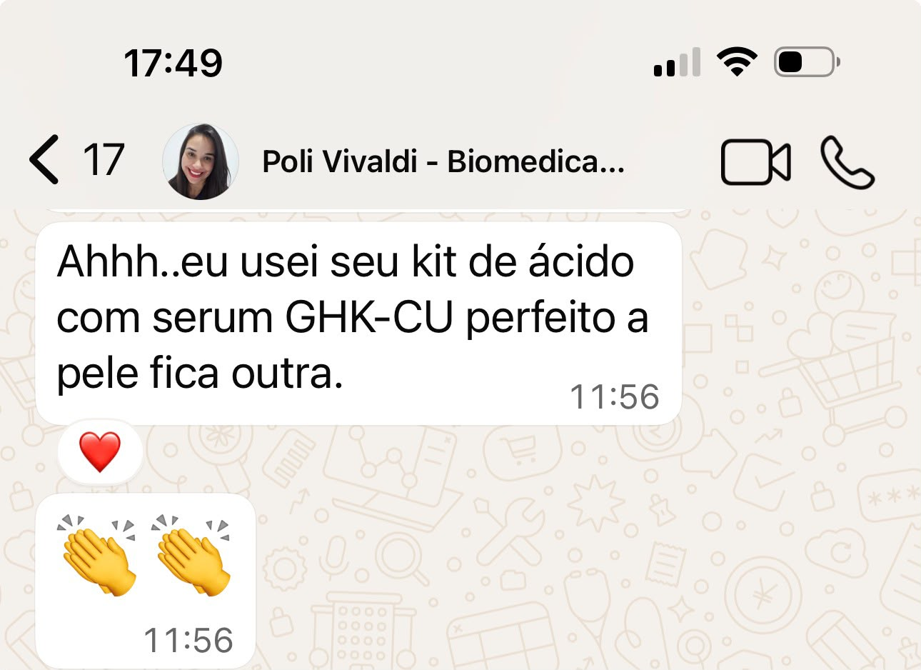 Depoimento de Poliana Alves Vivaldi - Biomédica enviado por WhatsApp